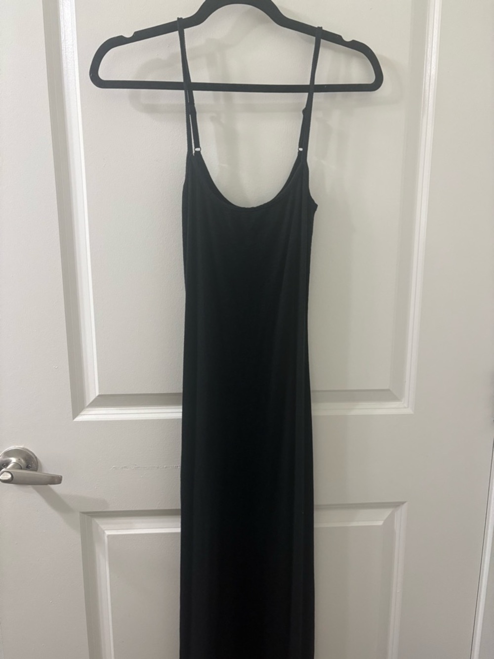 aerie Black Maxi Slip Dress with Spaghetti Straps